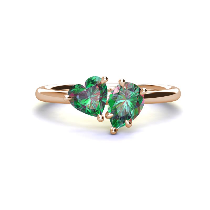 Sasha Heart & Pear Shape Lab Created Alexandrite 2 Stone Duo Ring 