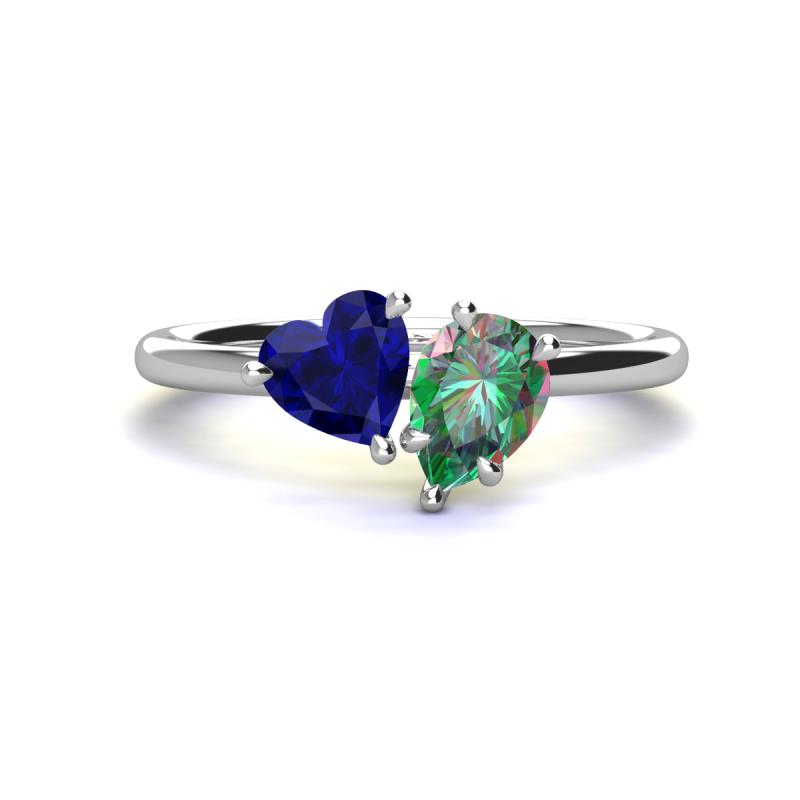 Sasha Heart & Pear Shape Created Blue Sapphire & Created Alexandrite 2 Stone Duo Ring 