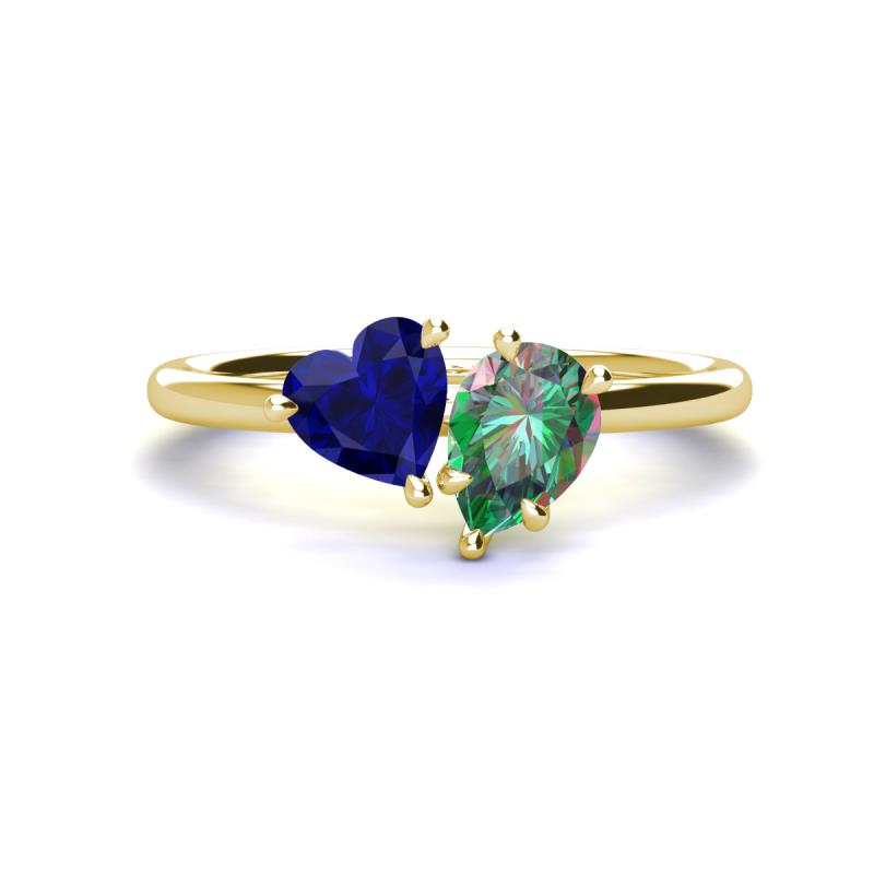 Sasha Heart & Pear Shape Created Blue Sapphire & Created Alexandrite 2 Stone Duo Ring 