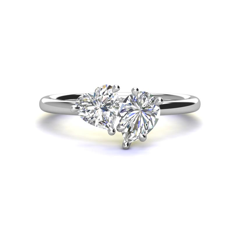 Sasha GIA Certified Heart Shape Natural Diamond & IGI Certified Pear Shape Lab Grown Diamond 2 Stone Duo Ring 