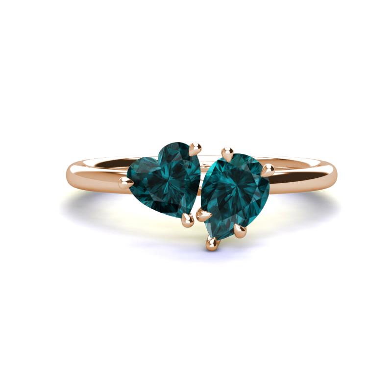 Sasha Heart & Pear Shape London Blue Topaz 2 Stone Duo Ring 