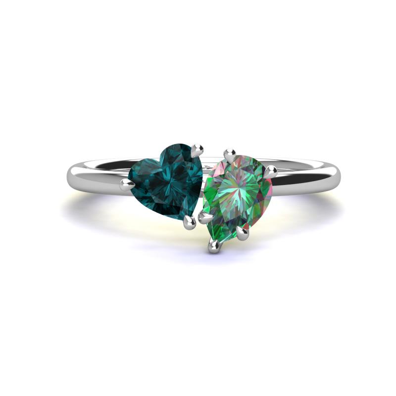 Sasha Heart Shape London Blue Topaz & Pear Shape Lab Created Alexandrite 2 Stone Duo Ring 