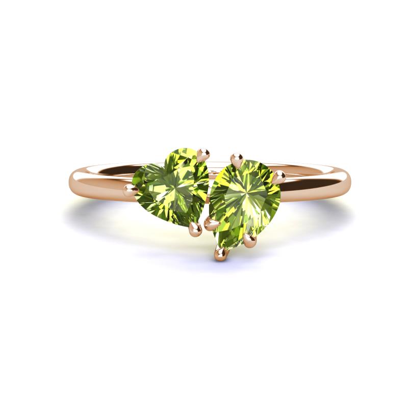 Sasha Heart & Pear Shape Peridot 2 Stone Duo Ring 