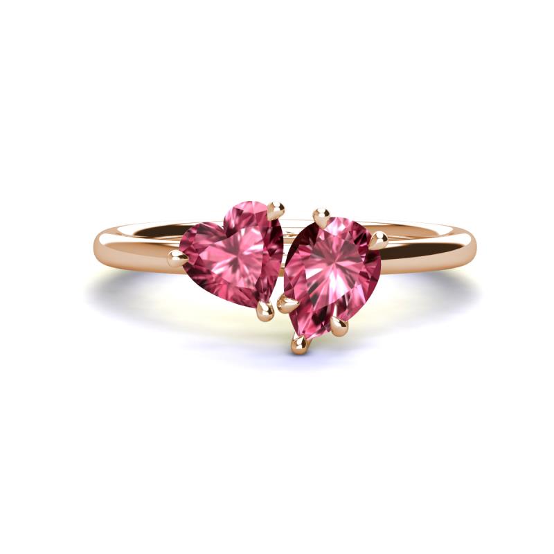 Sasha Heart & Pear Shape Pink Tourmaline 2 Stone Duo Ring 