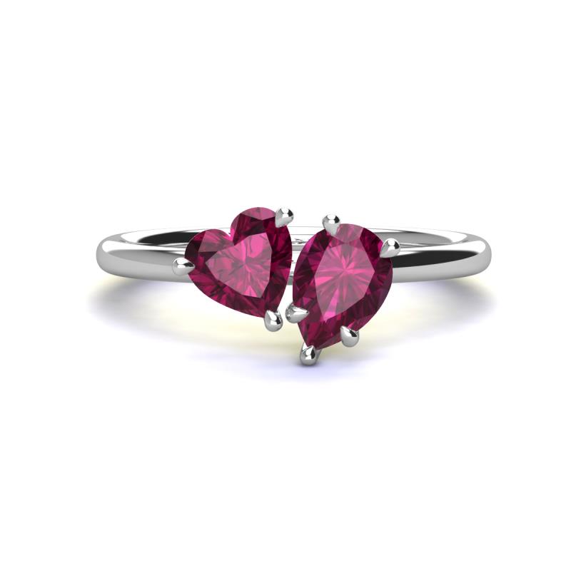 Sasha Heart & Pear Shape Rhodolite Garnet 2 Stone Duo Ring 