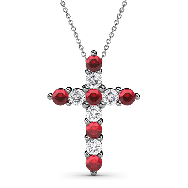 Abella Ruby and Diamond Cross Pendant 