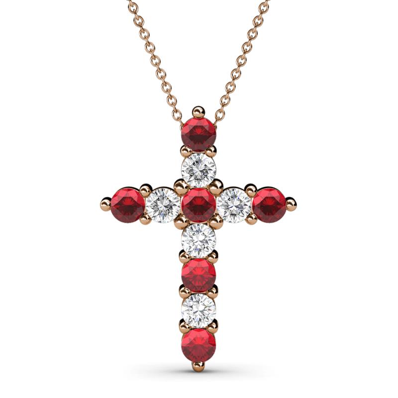 Abella Ruby and Diamond Cross Pendant 