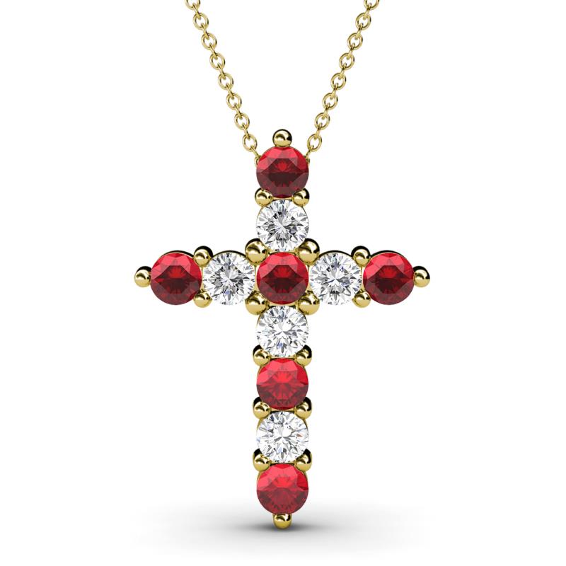 Abella Ruby and Diamond Cross Pendant 