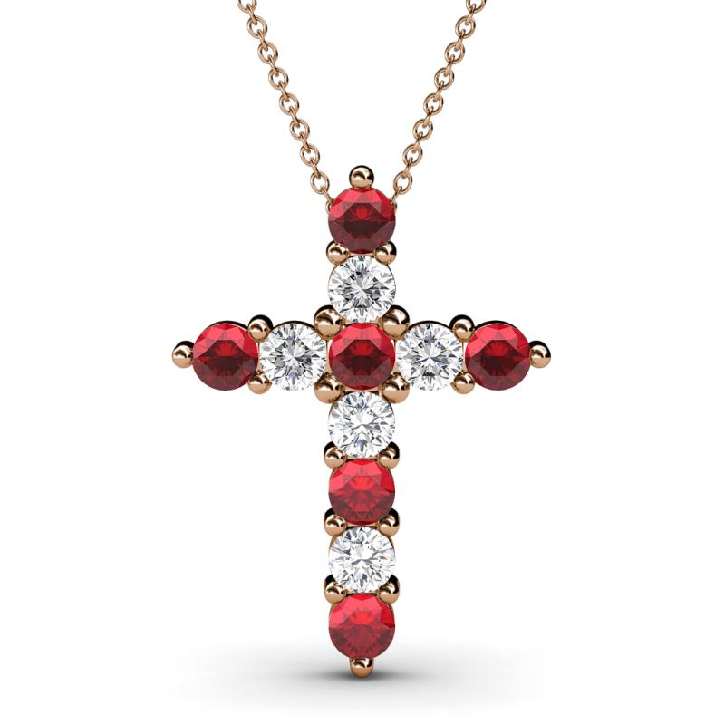 Abella Ruby and Diamond Cross Pendant 