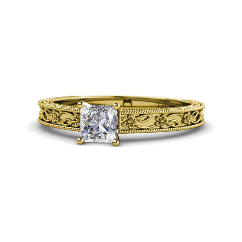 Florie Classic 5.5 mm Princess Cut Forever Brilliant Moissanite Solitaire Engagement Ring 