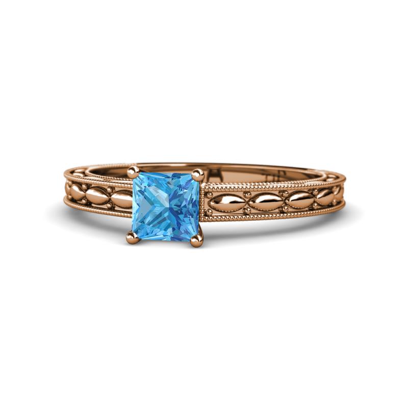 Rachel Classic 5.50 mm Princess Cut Blue Topaz Solitaire Engagement Ring 