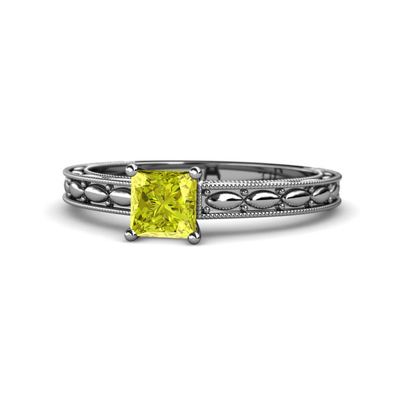 Rachel Classic 5.50 mm Princess Cut Yellow Diamond Solitaire Engagement Ring 