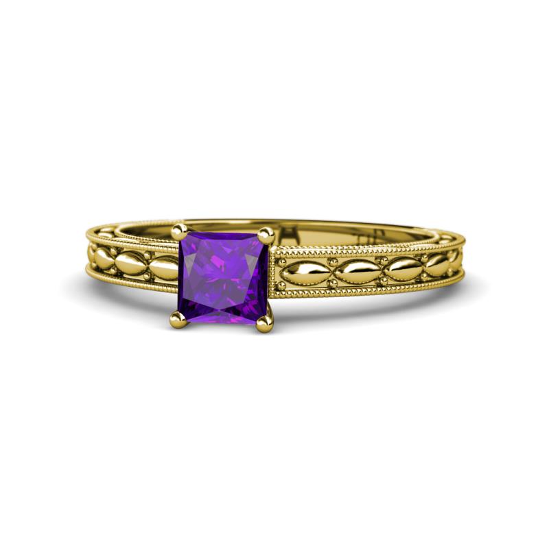 Rachel Classic 5.50 mm Princess Cut Amethyst Solitaire Engagement Ring 