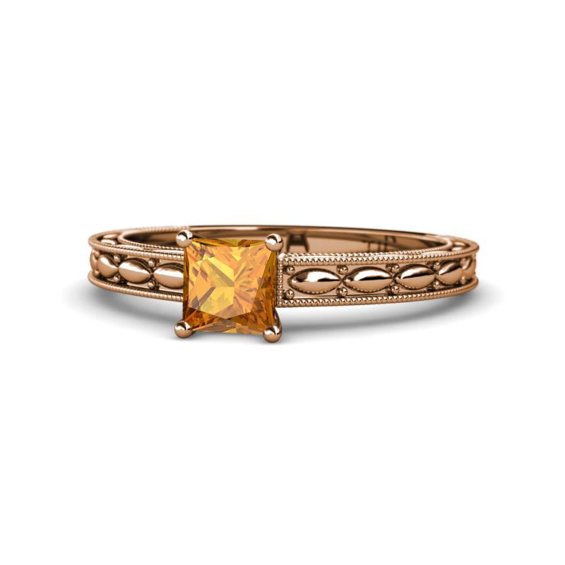 Rachel Classic 5.50 mm Princess Cut Citrine Solitaire Engagement Ring 