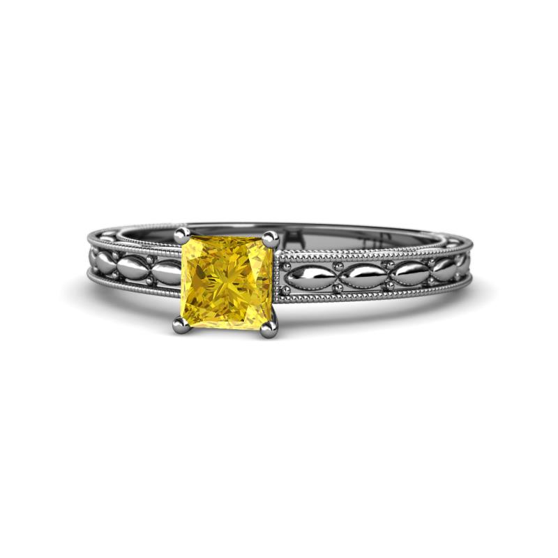 Rachel Classic 5.50 mm Princess Cut Lab Created Yellow Sapphire Solitaire Engagement Ring 