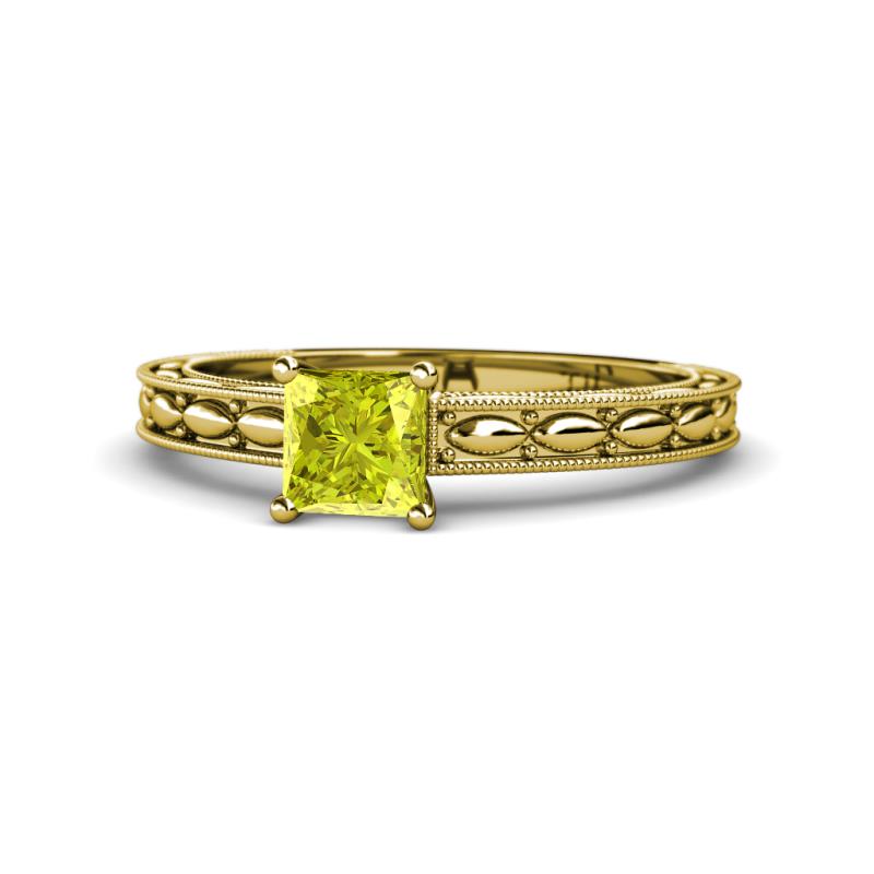 Rachel Classic 5.50 mm Princess Cut Yellow Diamond Solitaire Engagement Ring 