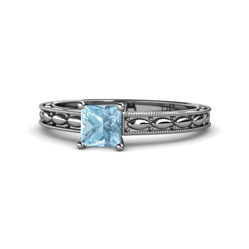 Rachel Classic 5.50 mm Princess Cut Aquamarine Solitaire Engagement Ring 