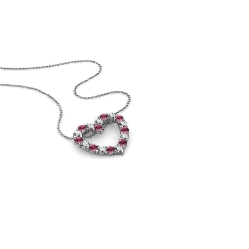 Zayna 2.00 mm Round Rhodolite Garnet and Lab Grown Diamond Heart Pendant 