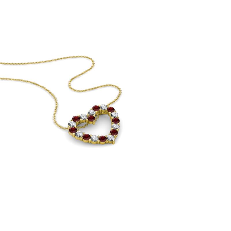 Zayna 2.00 mm Round Red Garnet and Lab Grown Diamond Heart Pendant 