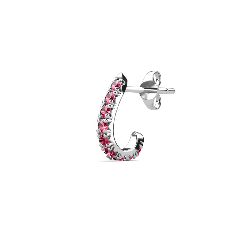 Zena 0.15 ctw Pink Tourmaline (1.80 mm) Single Half Hoop Huggie Earring 