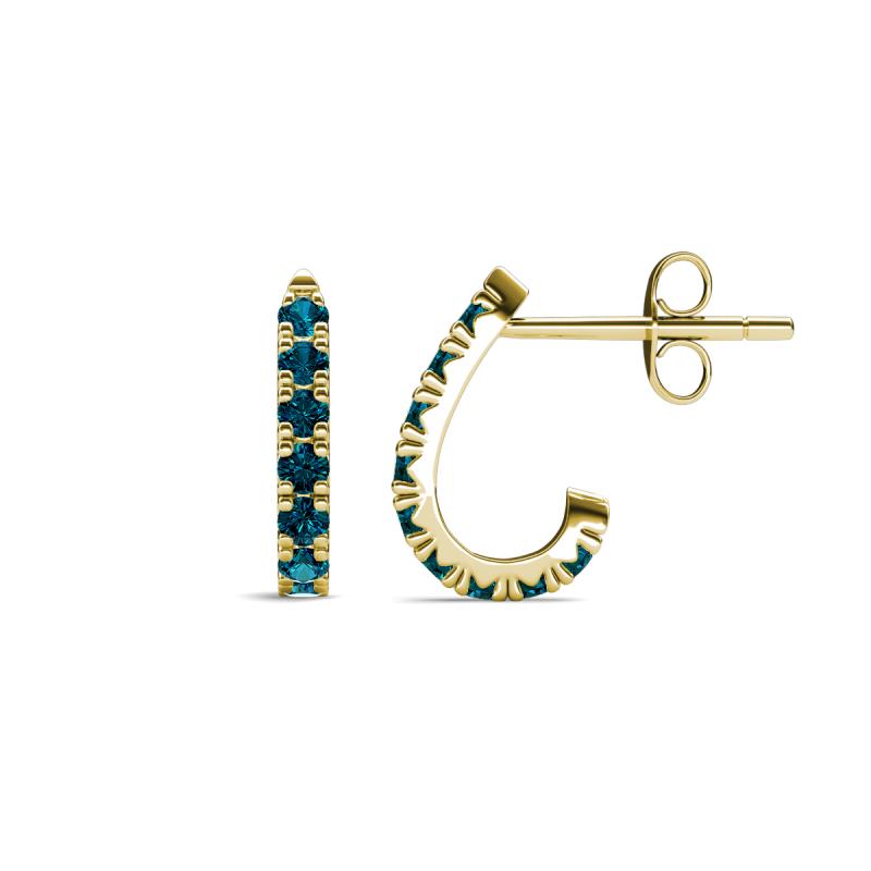 Zena Half Hoop 1.80 mm Round Blue Diamond Huggie Earrings 