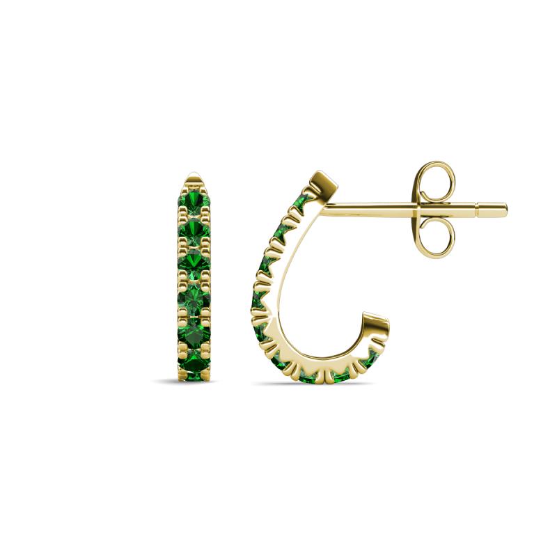 Zena Half Hoop 1.80 mm Round Emerald Huggie Earrings 