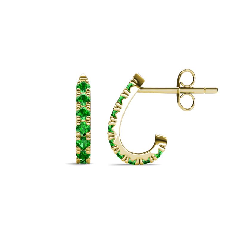 Zena Half Hoop 1.80 mm Round Green Garnet Huggie Earrings 