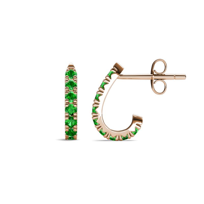 Zena Half Hoop 1.80 mm Round Green Garnet Huggie Earrings 