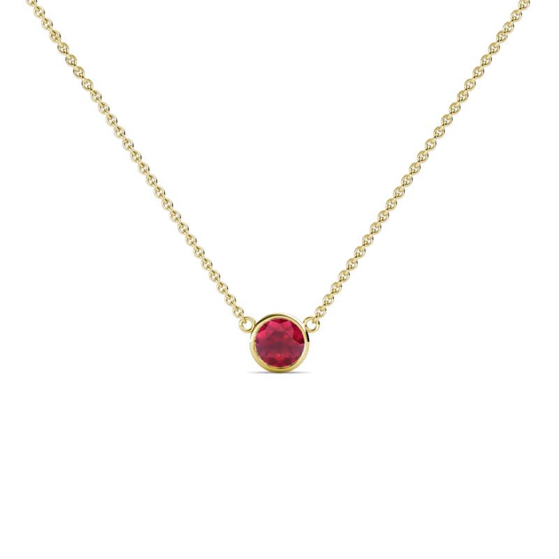 Merilyn 3.00 mm Round Ruby Bezel Set Solitaire Pendant 