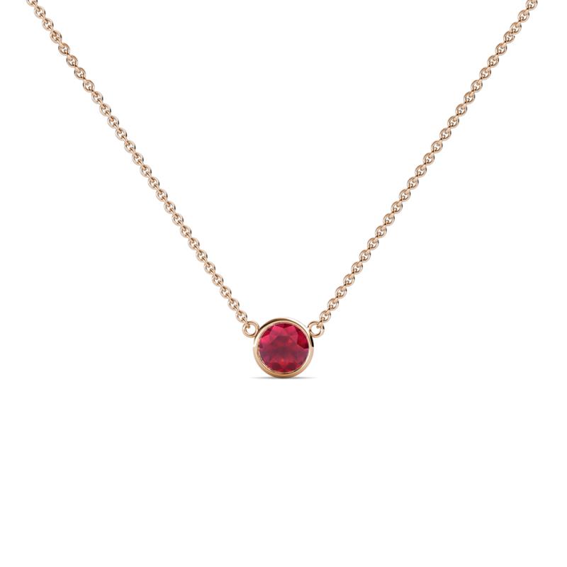 Merilyn 3.00 mm Round Ruby Bezel Set Solitaire Pendant 