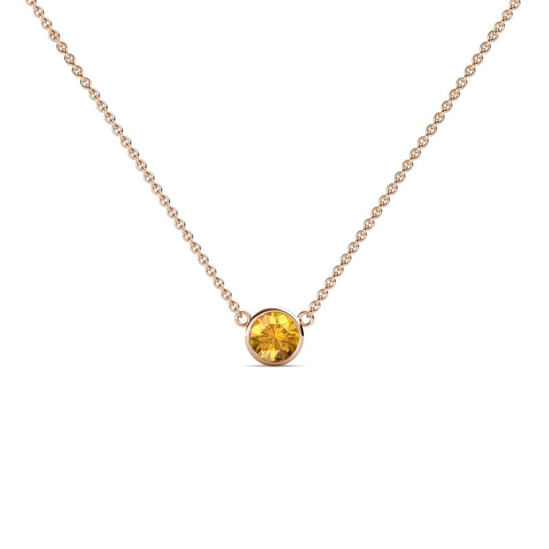 Merilyn 3.00 mm Round Citrine Bezel Set Solitaire Pendant 