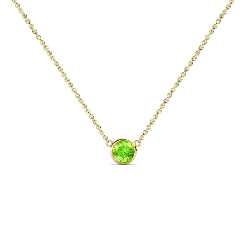 Merilyn 3.00 mm Round Peridot Bezel Set Solitaire Pendant 