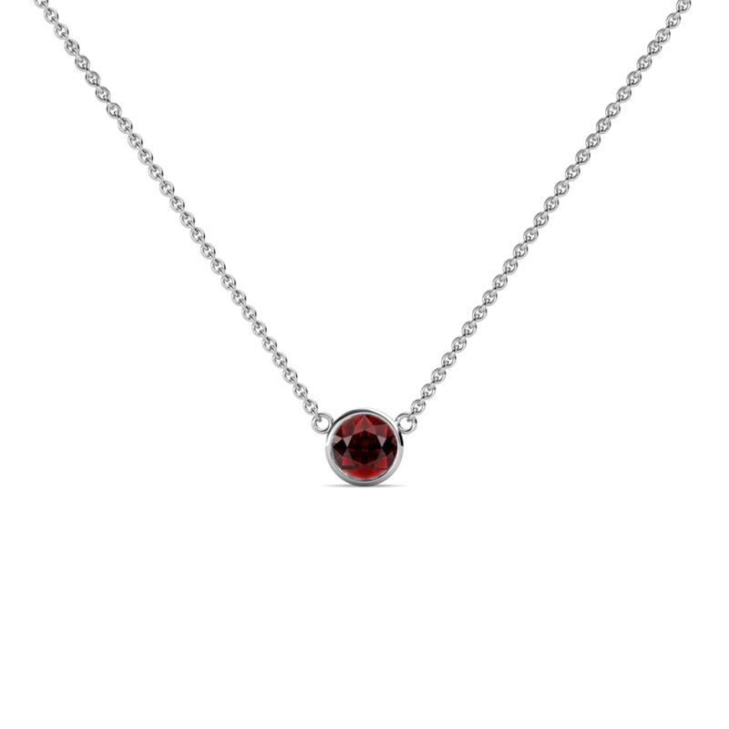 Merilyn 3.00 mm Round Red Garnet Bezel Set Solitaire Pendant 