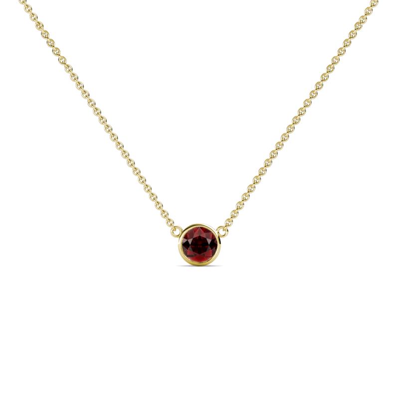 Merilyn 3.00 mm Round Red Garnet Bezel Set Solitaire Pendant 