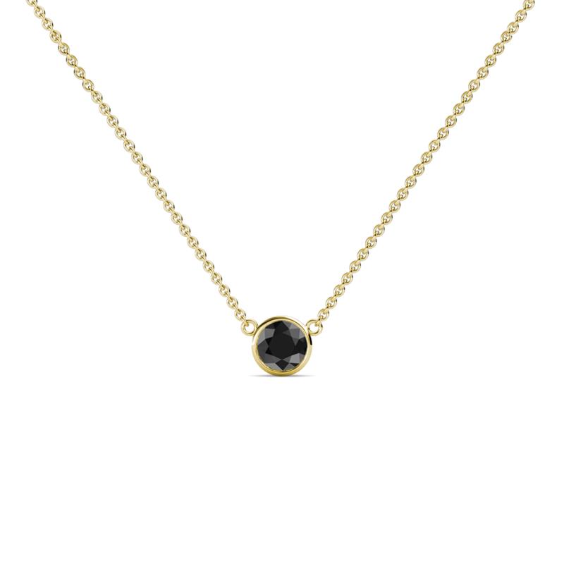 Merilyn 3.00 mm Round Black Diamond Bezel Set Solitaire Pendant 