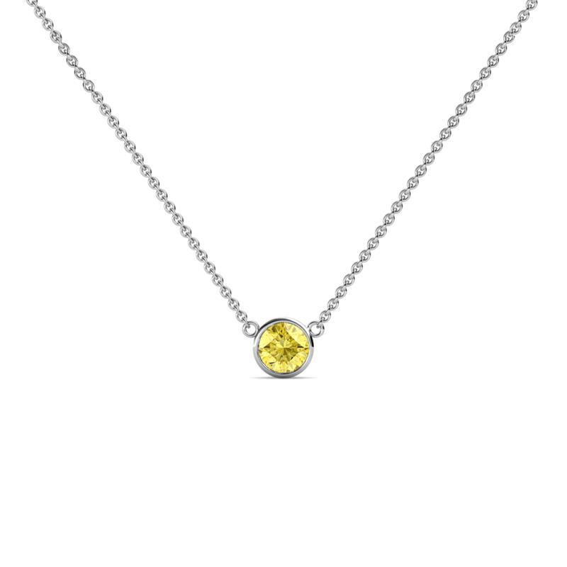 Merilyn 3.00 mm Round Yellow Sapphire Bezel Set Solitaire Pendant 