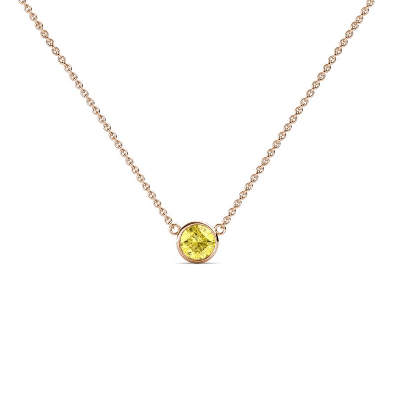 Merilyn 3.00 mm Round Yellow Sapphire Bezel Set Solitaire Pendant 