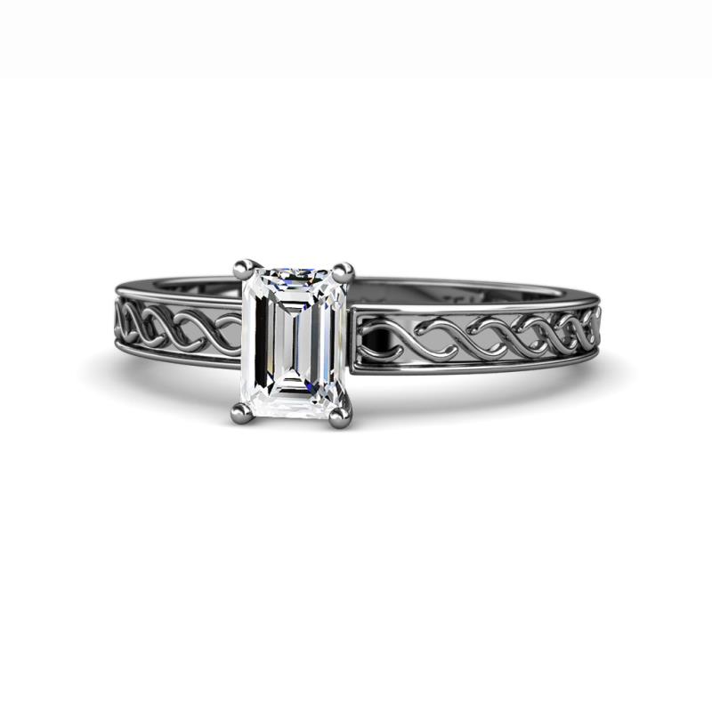 Maren Classic 7x5 mm Emerald Shape Forever Brilliant Moissanite Solitaire Engagement Ring 