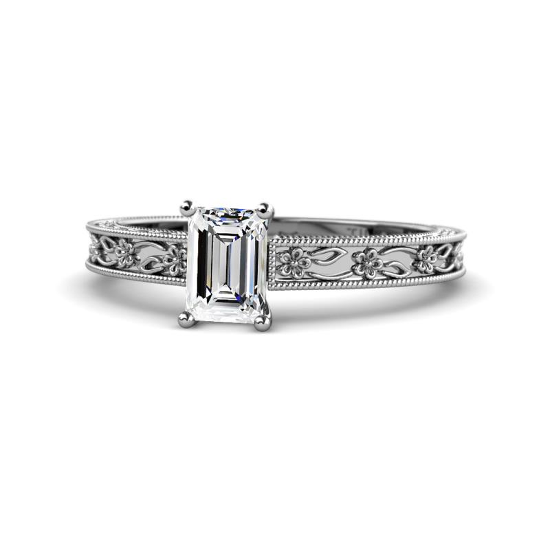 Florie Classic 7x5 mm Emerald Cut Forever One Moissanite Solitaire Engagement Ring 