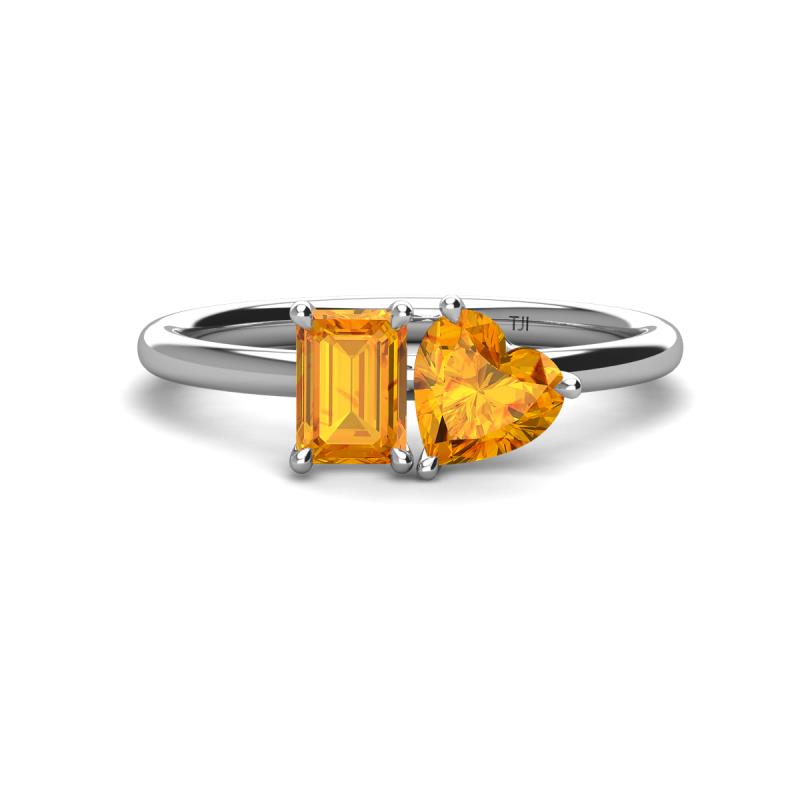 Esther Emerald & Heart Shape Citrine 2 Stone Duo Ring 