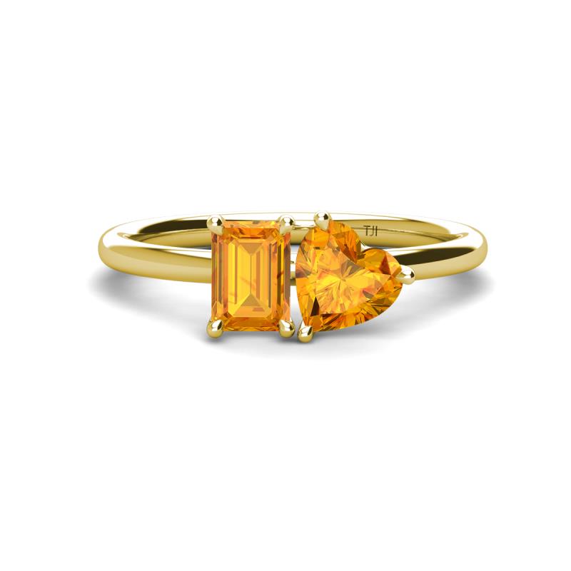 Esther Emerald & Heart Shape Citrine 2 Stone Duo Ring 