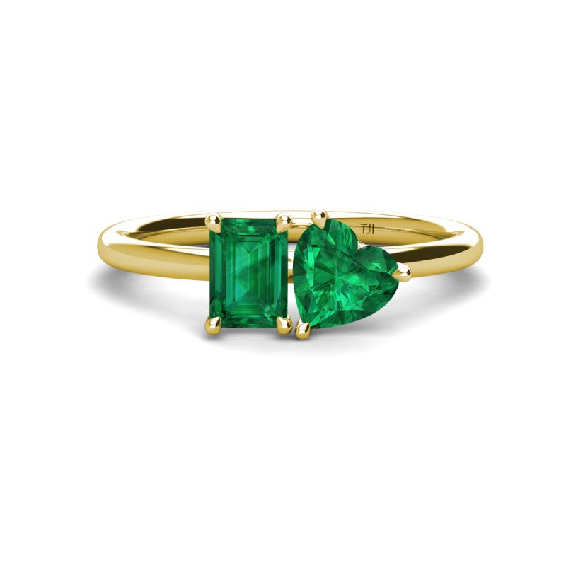 Esther Emerald Shape Lab Created Emerald & Heart Shape Lab Created Emerald 2 Stone Duo Ring 