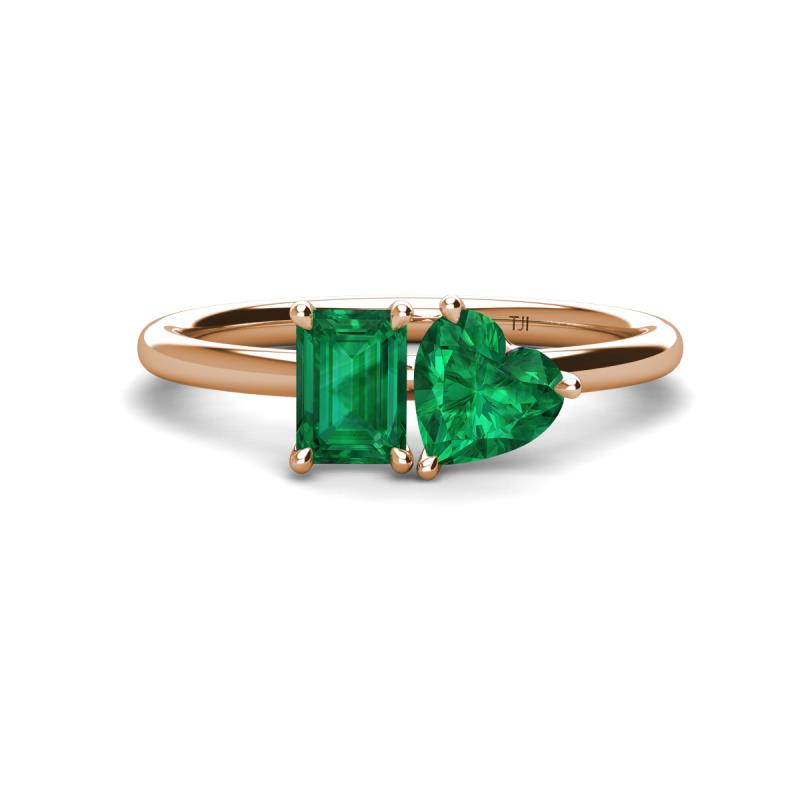 Esther Emerald Shape Lab Created Emerald & Heart Shape Lab Created Emerald 2 Stone Duo Ring 
