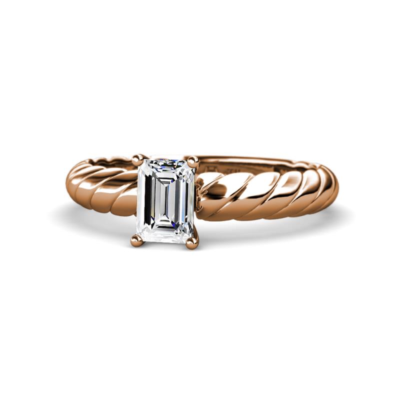 Eudora Classic 1.00 ct IGI Certified Lab Grown Diamond Emerald Cut (7x5 mm) Solitaire Engagement Ring 