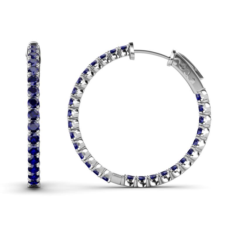 Blue sapphire clearance huggie earrings