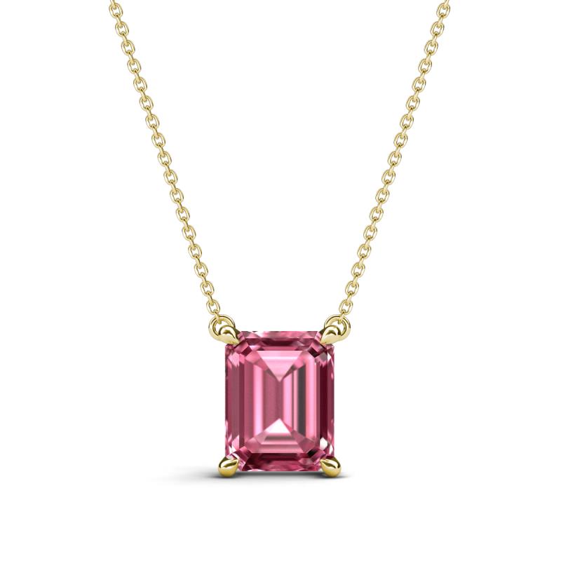 Athena 2.85 ct Pink Tourmaline Emerald Shape (9x7 mm) Solitaire Pendant Necklace 