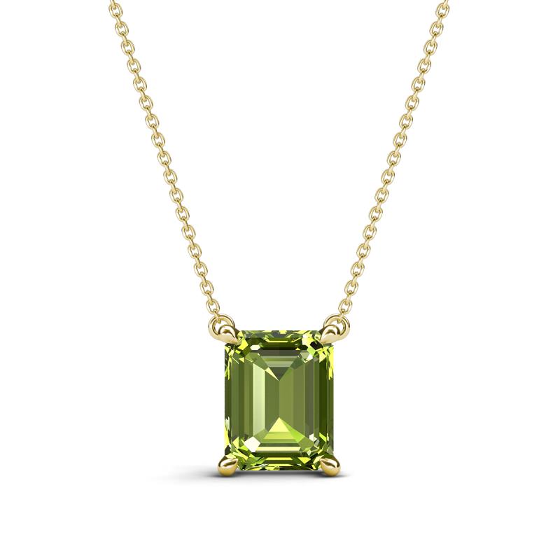 Athena 2.45 ct Peridot Emerald Shape (9x7 mm) Solitaire Pendant Necklace 