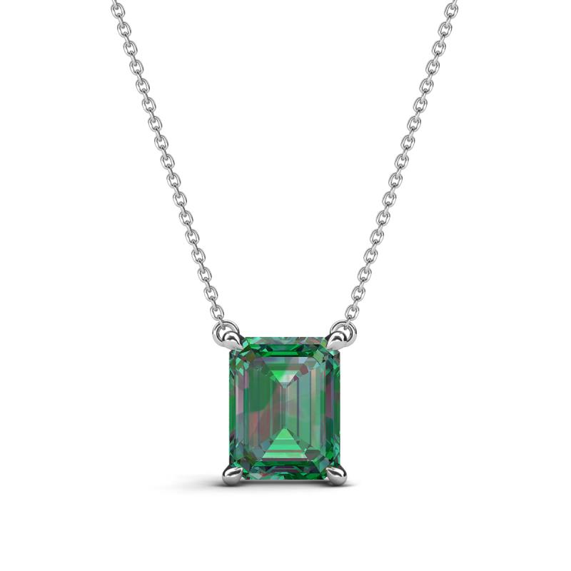 Athena 3.20 ct Created Alexandrite Emerald Shape (9x7 mm) Solitaire Pendant Necklace 