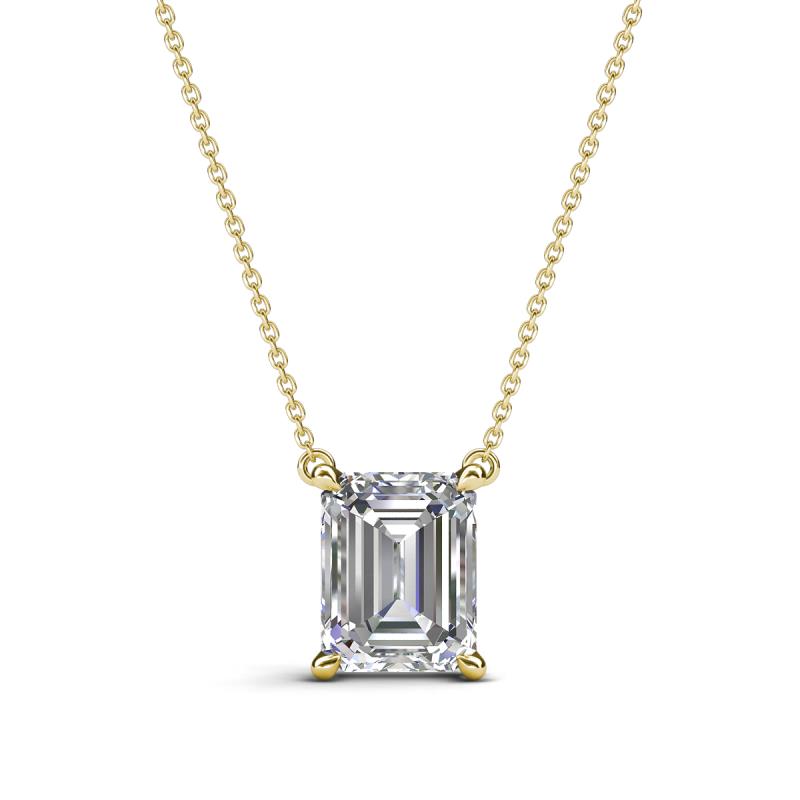 Athena 1.60 ct Diamond Emerald Shape (8x6 mm) Solitaire Pendant Necklace 