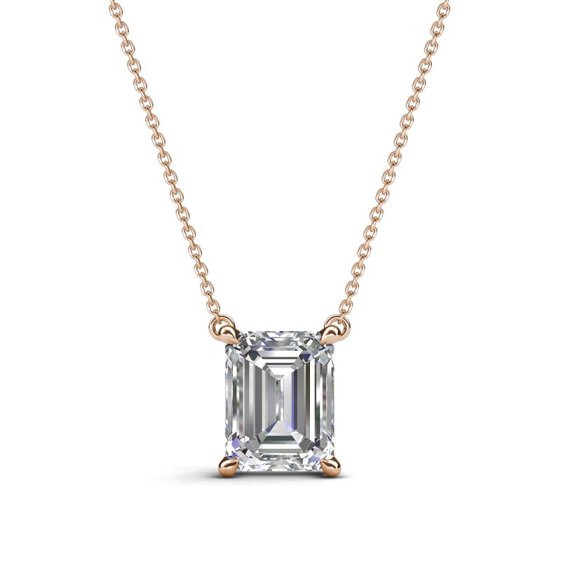 Athena 1.60 ct Diamond Emerald Shape (8x6 mm) Solitaire Pendant Necklace 